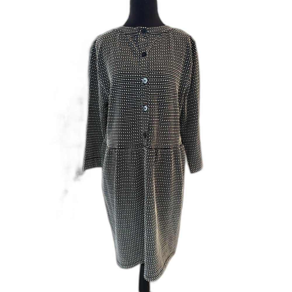 NWT Ann Taylor LOFT Textured Midi Dress Black White • Work Casual Size L - Picture 7 of 8